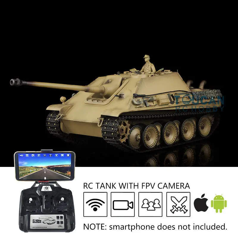 Henglong 1/16 Upgraded 3869 7.0 German Tank Jadpanther w/ FPV Camera Metal Tracks Idler Sproket Wheels BB Shooting Engine Sound