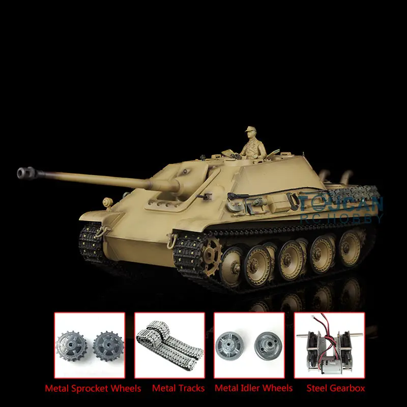 Henglong 1/16 Scale RC Tank 7.0 3869 Upgraded Jadpanther German Tank w/ Metal Tracks Idler Sproket Wheels BB Shooting Engine Sound