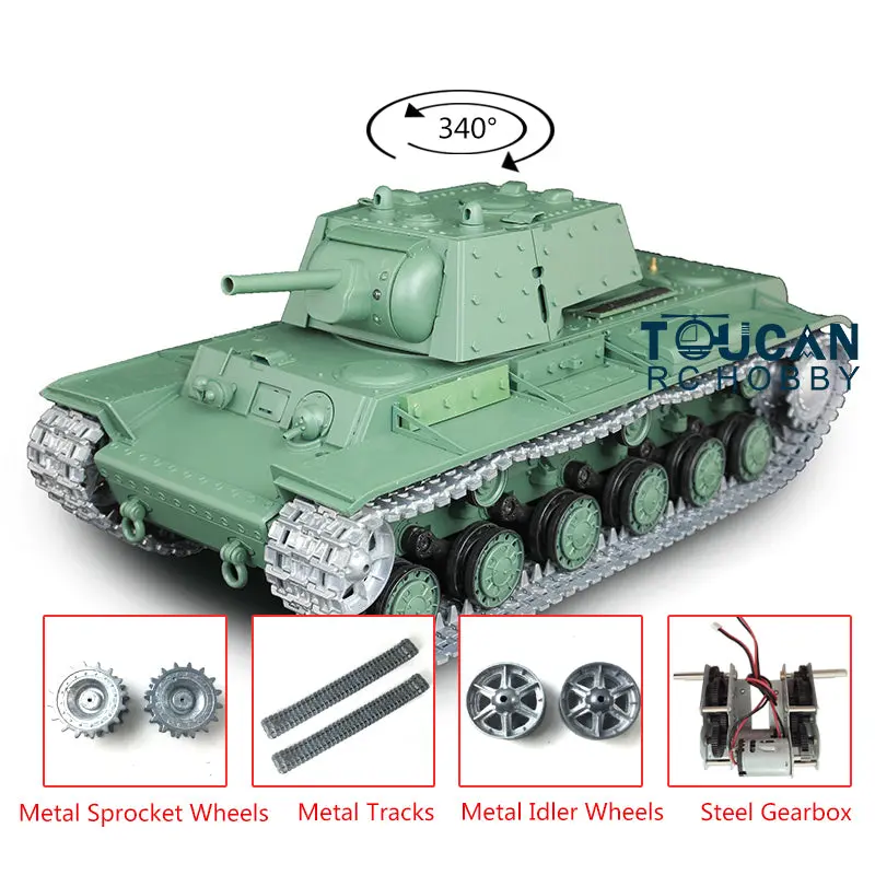 Henglong 1/16 Soviet KV-1 7.0 Version Upgraded 3878 RTR Radio Control Tank W/ Metal Tracks Idler Sproket Wheel Smoking Gearbox