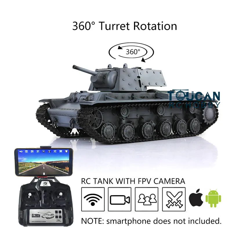 Henglong Radio Control Tank 3878 7.0 Soviet KV-1 BB Shooting Tank w/ FPV Metal Tracks Road Wheels Idler Sproket Wheels 1/16 Scale
