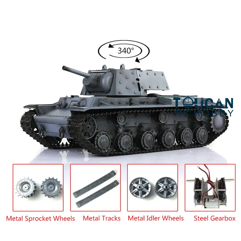 Henglong 1/16 Soviet KV-1 7.0 Version Upgraded 3878 RTR Radio Control Tank W/ Metal Tracks Idler Sproket Wheel Smoking Gearbox