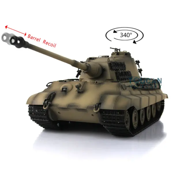 Henglong 1/16 RTR RC Tank 7.0 3888A Plastic German King Tiger w/ Barrel Recoil BB Shooting Gearbox Sound Effect Infrared Battle