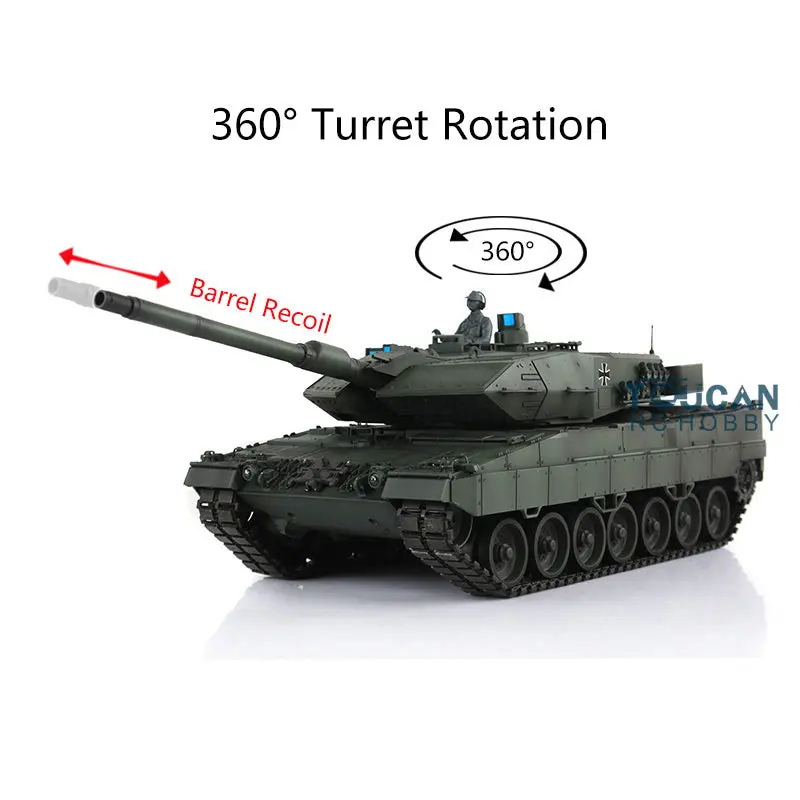1/16 Heng Long TK7.0 Leopard2A6 RC Main Battle Tank 3889 W/ 360Degrees Rotating Turret Barrel Recoil Airsoft BBs Smoke Light Sound