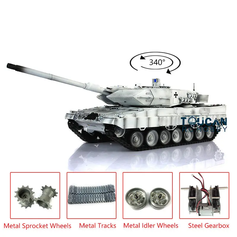 Heng Long Latest Edition 1/16 TK7.0 Upgraded Metal German Leopard2A6 RTR RC Tank 3889 Military Vehicle Shooting BBs Battery