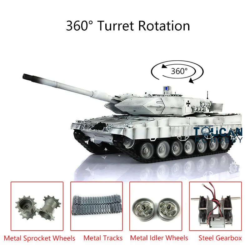 2.4Ghz Remote Controller Henglong 1/16 TK7.0 Edition Metal Leopard2A6 RC Tank 3889 W/ 360Degrees Rotating Turret Battery Charger