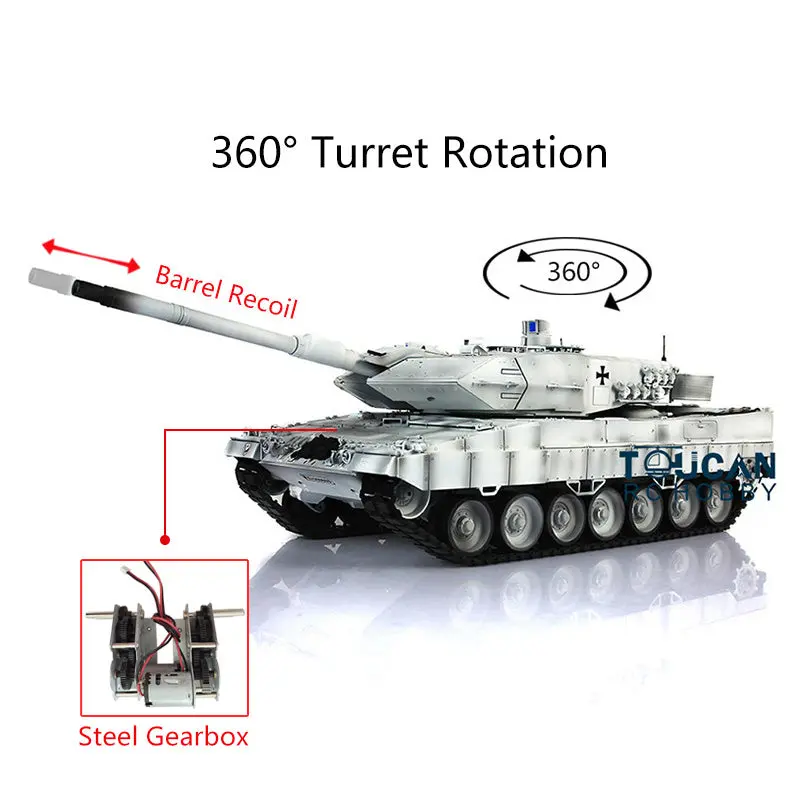 Heng Long 1/16 Military Tank TK7.0 Plastic Leopard2A6 RC Tank 3889 FPV Steel Gearbox Barrel Recoil Radio Control Rotating Turret