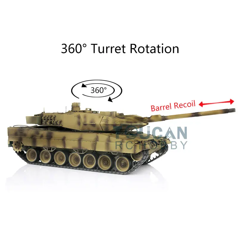 TK7.0 Edition Heng Long Ready to Run 1/16 Leopard2A6 RC Tank 3889 With Recoil Barrel Infrared Main Board Military Vehicle