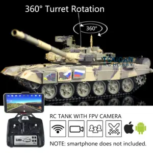Henglong 7.0 1:16 Scale Russian T90 RTR RC Tank 3938 Model FPV 360Degrees Turret Steel Gearbox Plastic Return Rollers Wheels Tracks