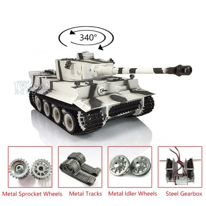 Henglong 7.0 Upgraded Radio Control Tank Tiger I RTR RC Tank 3818 1/16 Scale w/ Metal Idler Sproket Tracks Steel Gearbox Smoking
