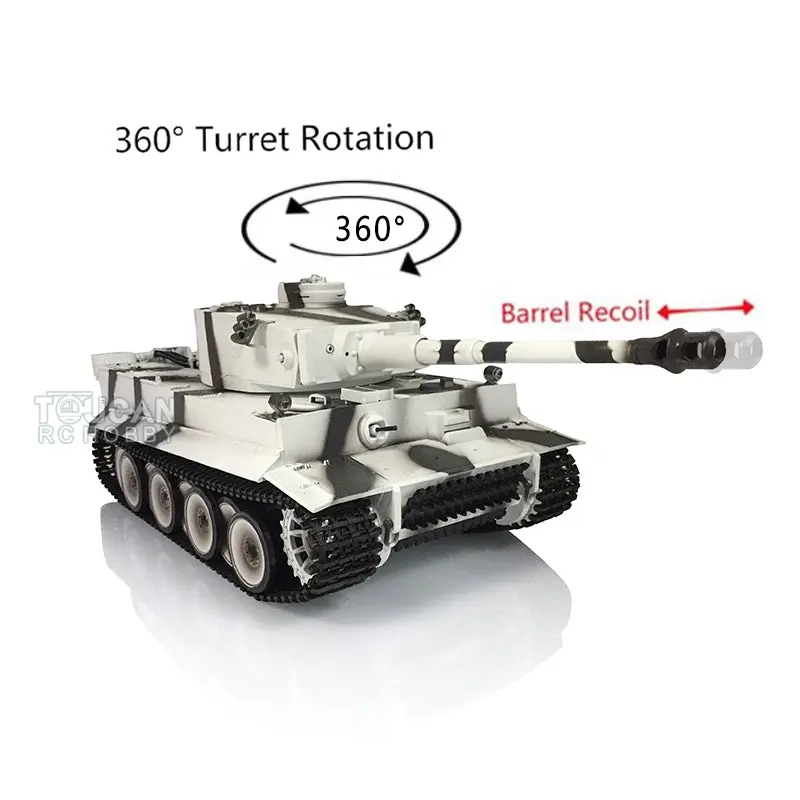 Henglong 1/16 Radio Control Tank Plastic Tiger I German Tank 3818 RC Tank 7.0 Ver w/ 360Degrees Rotating Turret Barrel Recoil Smoking