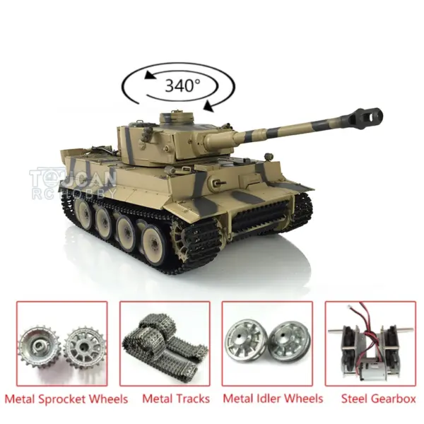 Henglong 7.0 Upgraded Radio Control Tank Tiger I RTR RC Tank 3818 1/16 Scale w/ Metal Idler Sproket Tracks Steel Gearbox Smoking