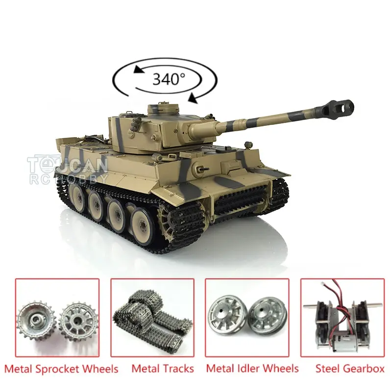 Henglong 7.0 Upgraded Radio Control Tank Tiger I RTR RC Tank 3818 1/16 Scale w/ Metal Idler Sproket Tracks Steel Gearbox Smoking