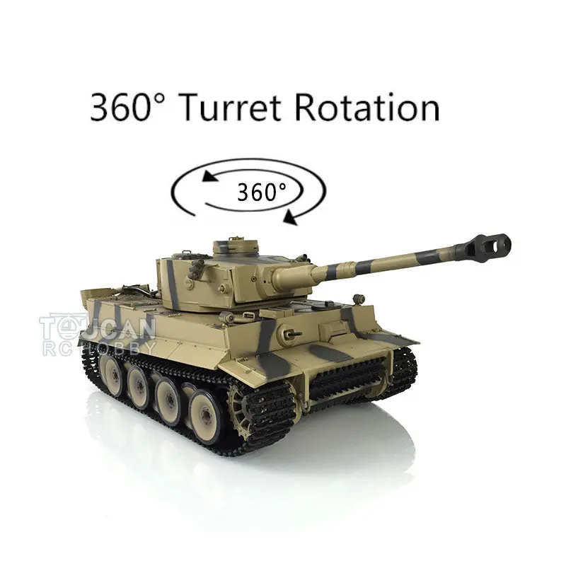 2.4Ghz Henglong 1/16 7.0 Plastic German Tiger I RTR RC Tank 3818 W/ 360 Rotating Turret Smoking Gearbox w/o Barrel RecoilDegrees