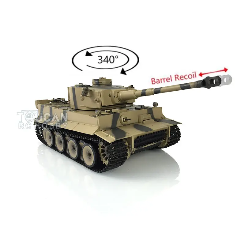 2.4Ghz Henglong 1/16 Plastic German Tiger I Radio Control Tank 3818 7.0 RTR RC Tank BB Shooting Smoking Sound Effect Recoil Barrel
