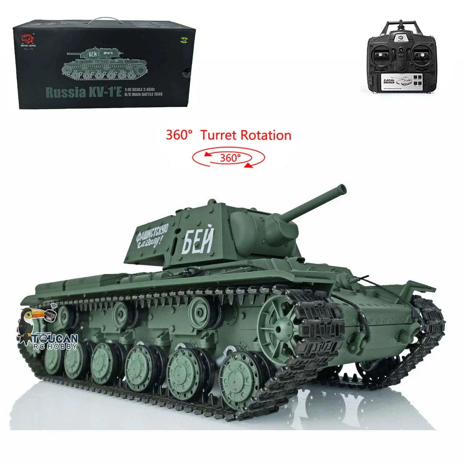 Henglong 1/16 Scale 3878 7.0 Soviet KV-1 Plastic Remote Control Tank w/ 360Degrees Rotating Turret BB Shooting Engine Sound RTR Tank
