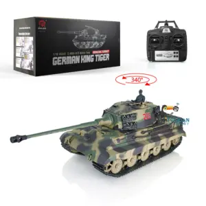 Henglong 1/16 Scale 7.0 3888A Remote Control Tank Plastic German King Tiger w/ BB Shooting Gearbox Sound Effect w/o Barrel Recoil