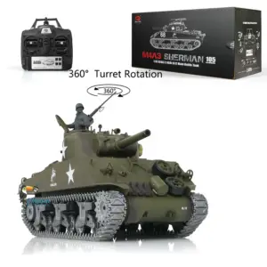 Henglong 1/16 RC Tank Customized TK7.0 M4A3 Sherman Remote Control Tank 3898 w/ 360Degrees Rotating Turret Metal Road Wheel Tracks