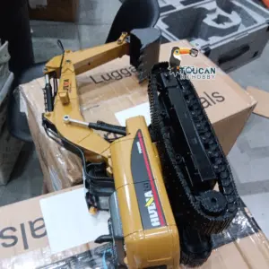 HUINA New Upgrade 580 1/14 Metal Excavator Model Engineering Vehicle Electric Ball Grabber 360 Rotating Shear Claw Sound Lights