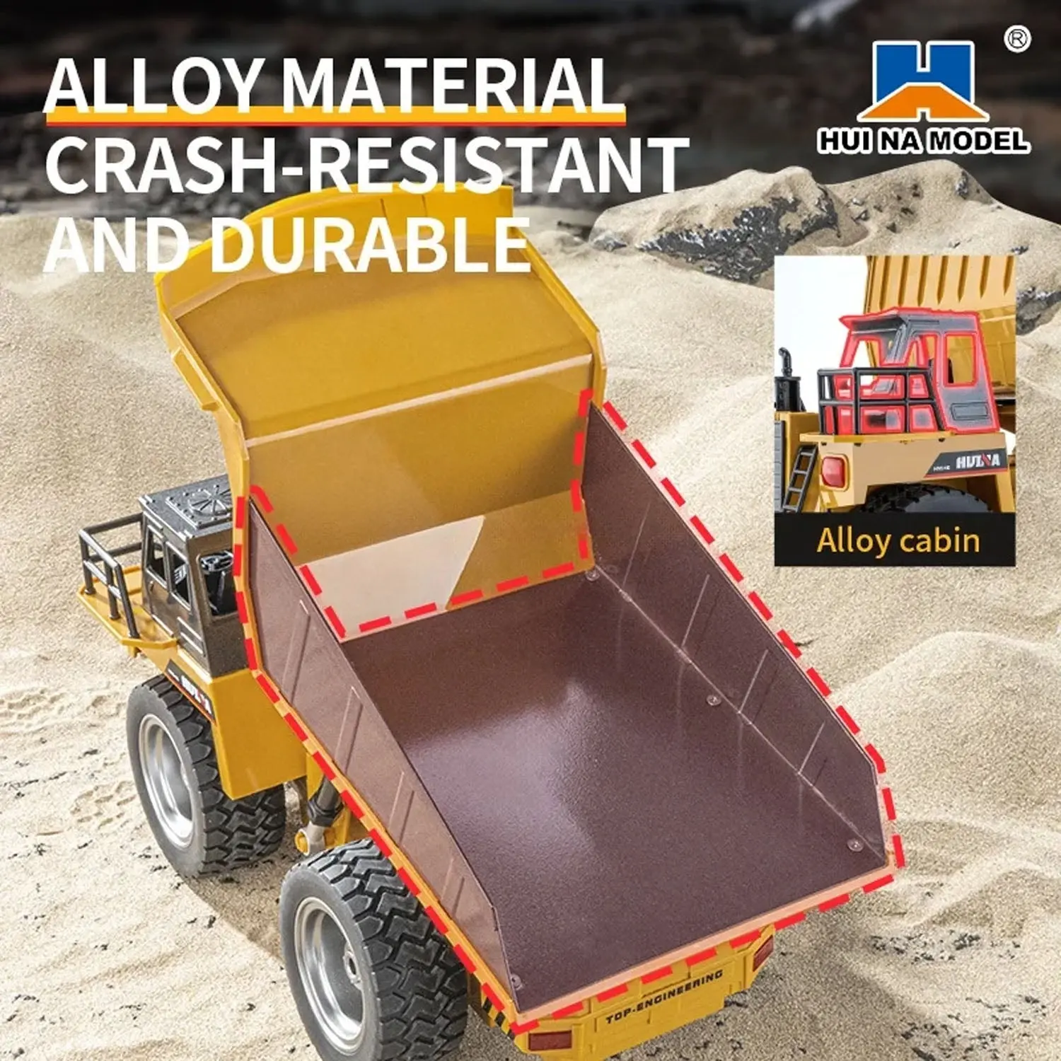 HUINA 1/18 1533 1:18 RC Dump Truck Remote Control Tipper Car 2.4G Vehicles Toys Assembled and Painted 28.5*15.5*16cm