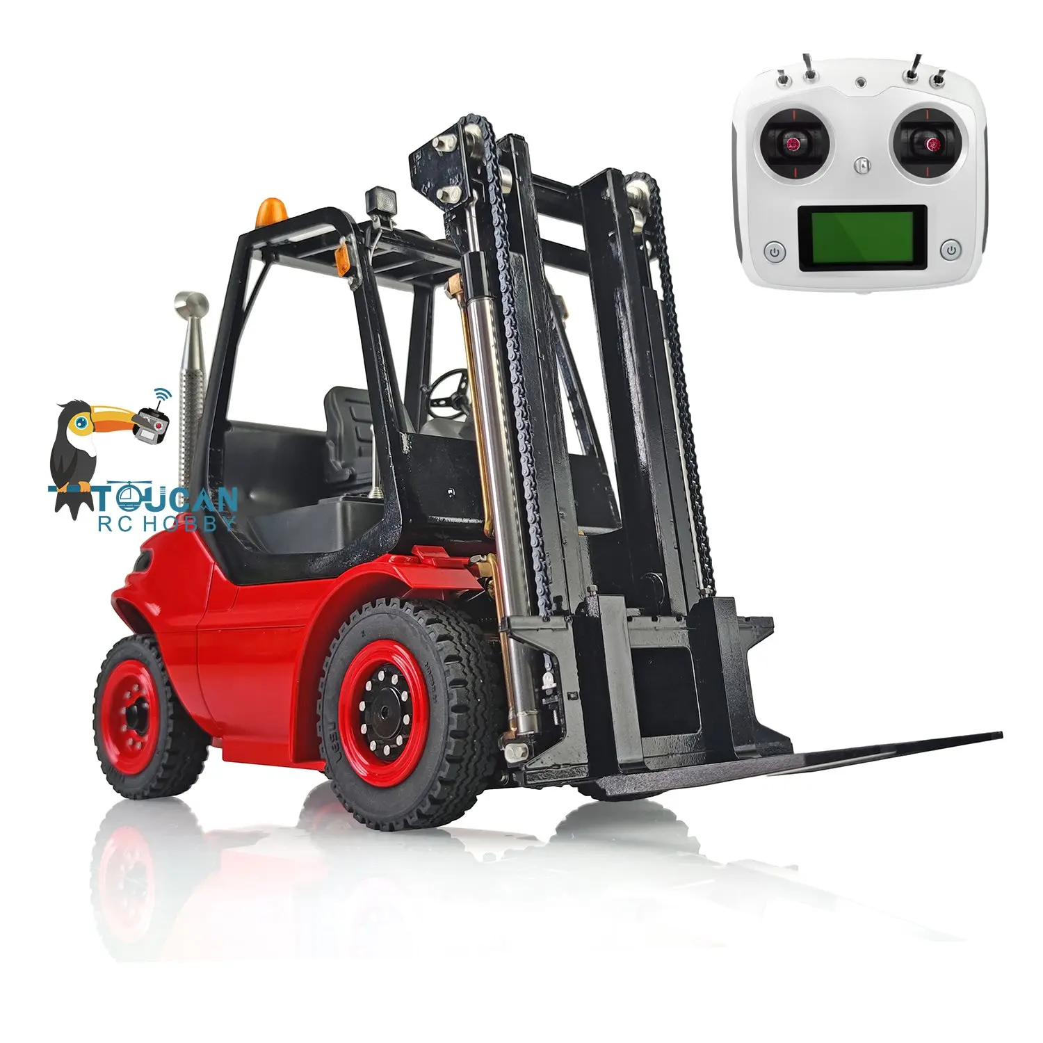 LESU RC 1/14 Hydraulic forklift Transfer Car Truck Model ESC Motor Light Sound System Metal Front Rear Wheel Hub Toolbox