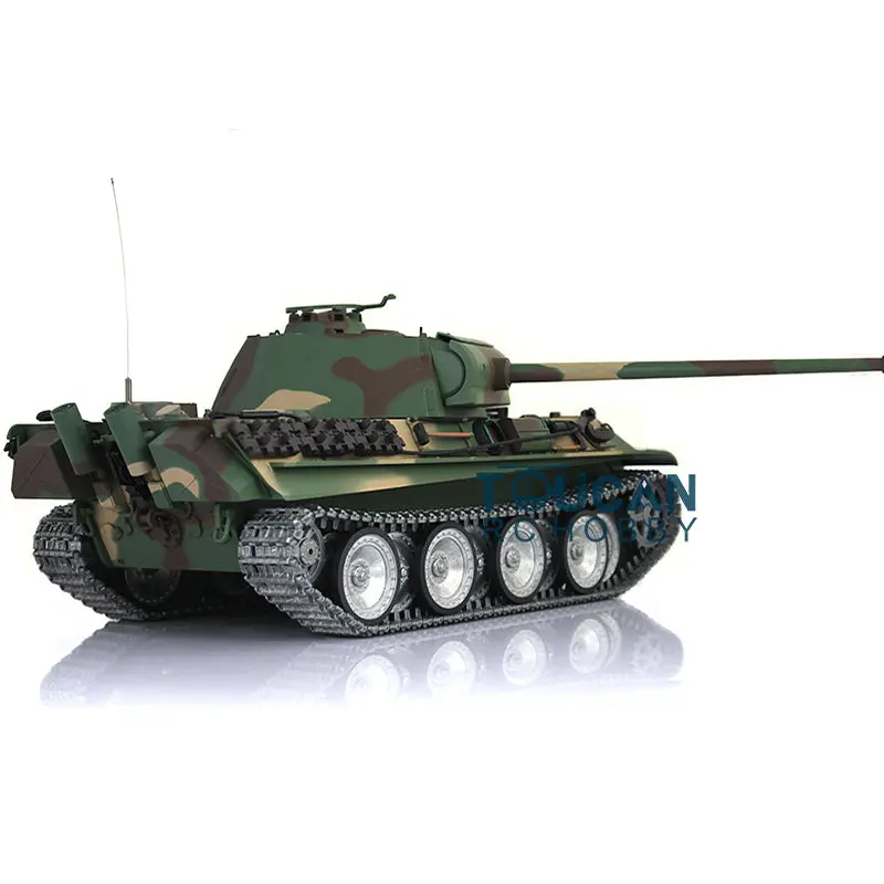 Henglong 1/16 RC Tank 7.0 3879 Customized German Tank Panther G RTR Tank w/ 360Degrees Rotating Turret Barrel Recoil Metal Road Wheel