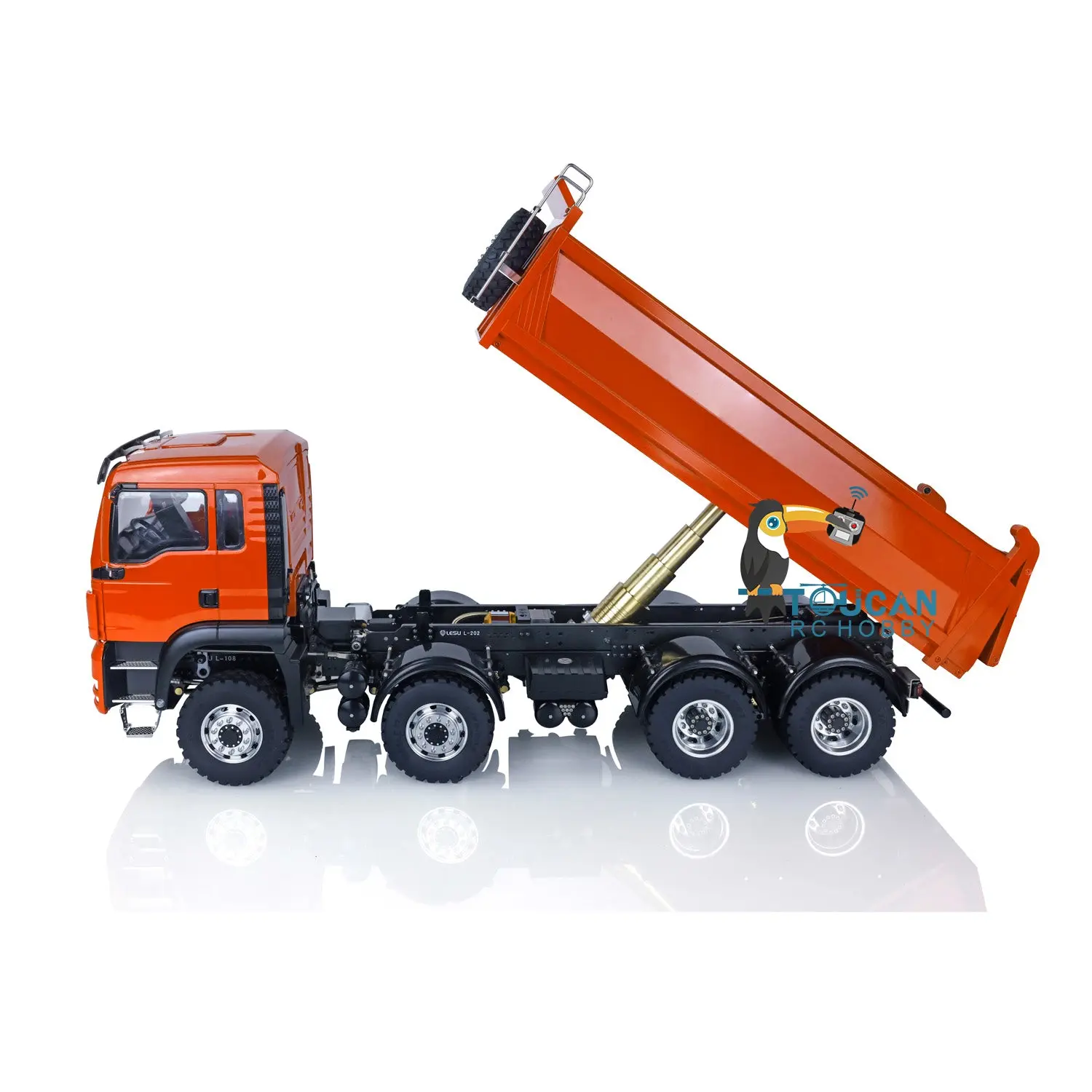 Customized LESU 1/14 8x8 Hydraulic RC Dumper Truck RTR Remote Controlled Tipper Simulation Model DIY Car Model Motor Servo ESC