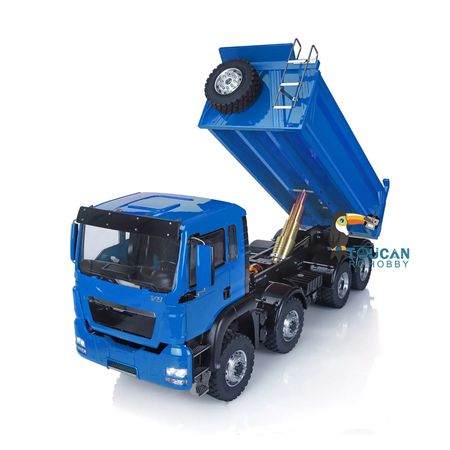 LESU 8x8 1/14 RC Hydraulic Lifting Dumper Truck Model Radio Control Painted Car 540 Power Motor 2-speed High Torque Transmission