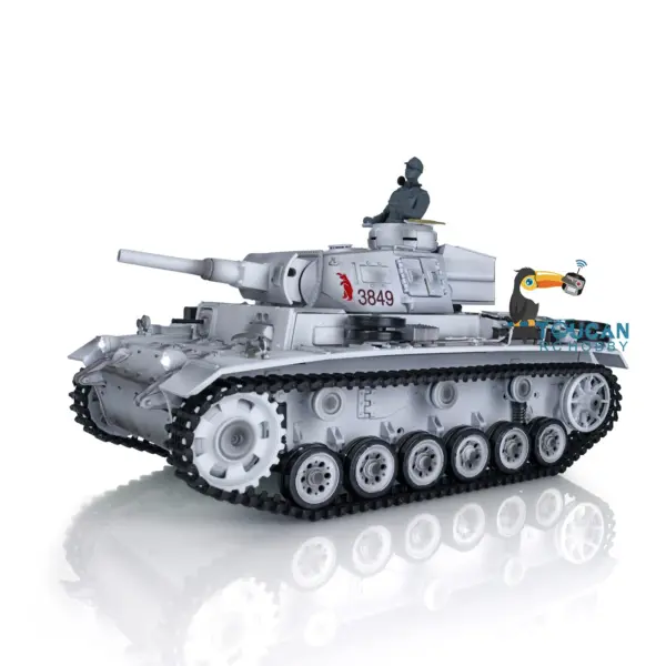 Henglong 1/16 RC Tank 3849 Plastic 7.0 Panzer III H Remote Control Tank w/ Turret Smoking Gearbox Engine Sound Road Wheels