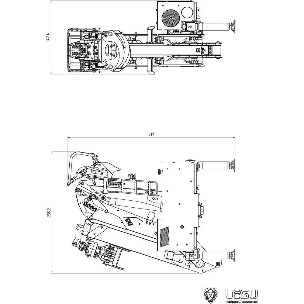 LESU Metal Hydraulic Timber Crane for 1/14 RC Log Trailer Radio Controlled Wood Tractor Truck Car Optional RTR/KIT Ver