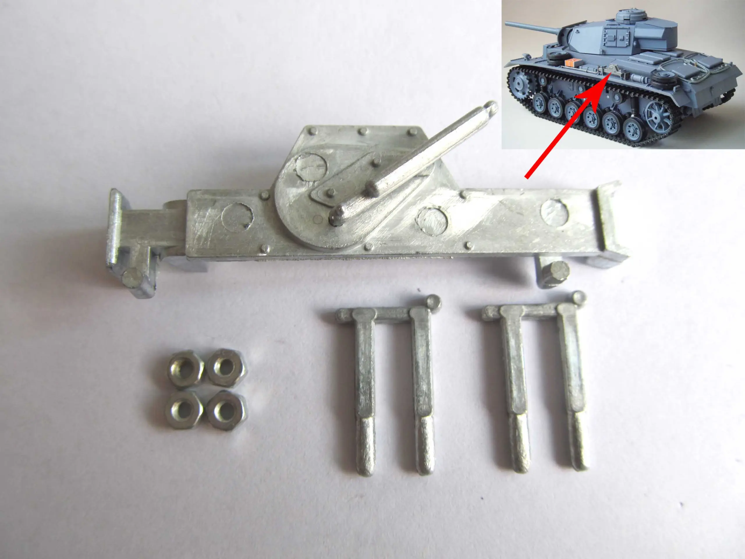 Mato 1/16 Radio Controlld RTR Tank German Panzer III Metal Air Intake Box Machine Gun Exhaust Lifting Jack Tracks Tensioners Part
