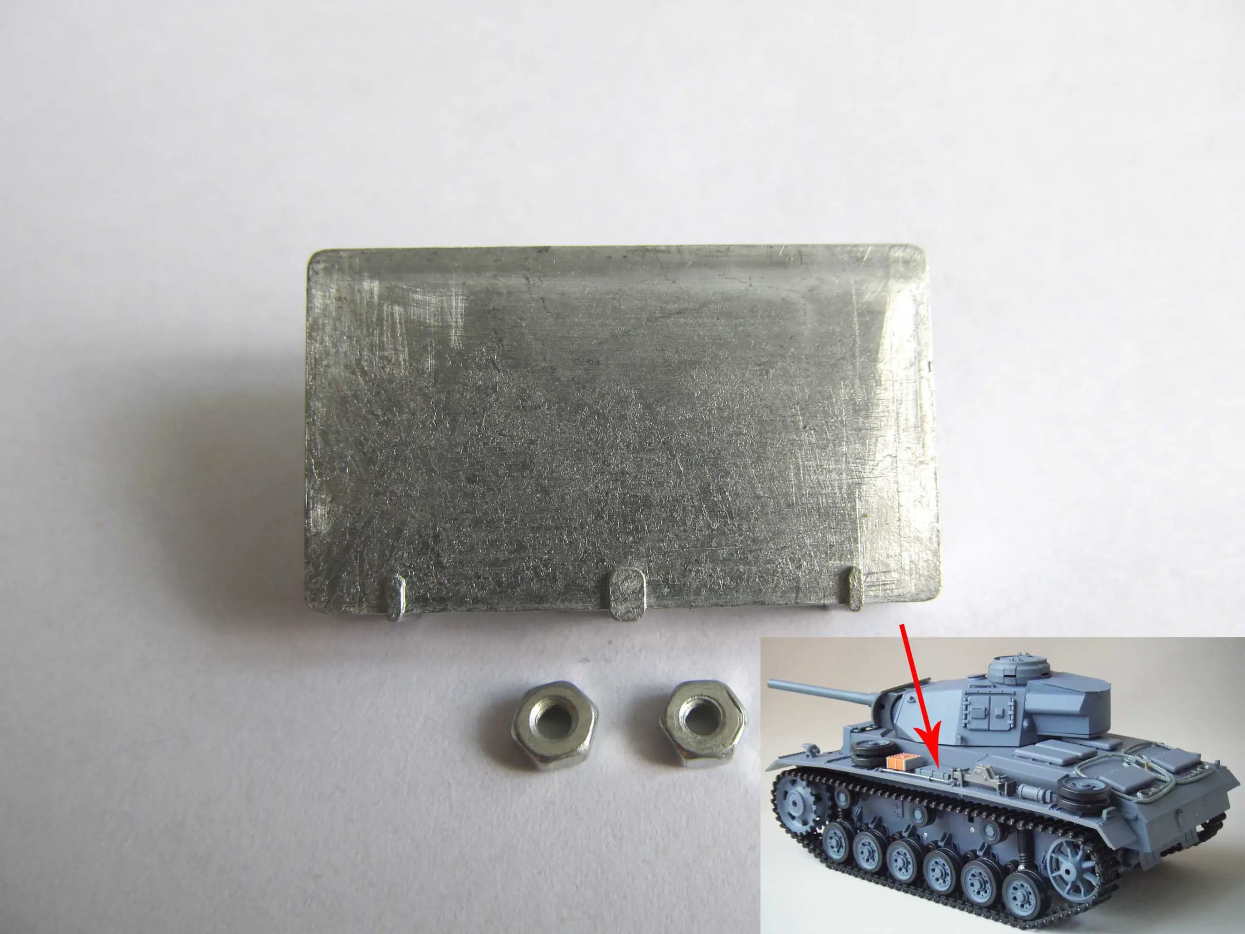 1/16 Mato Radio Controlld RTR Tank German Panzer III Metal Spare Part Fire Extinguisher Upper Hull Box Bar Front Plate