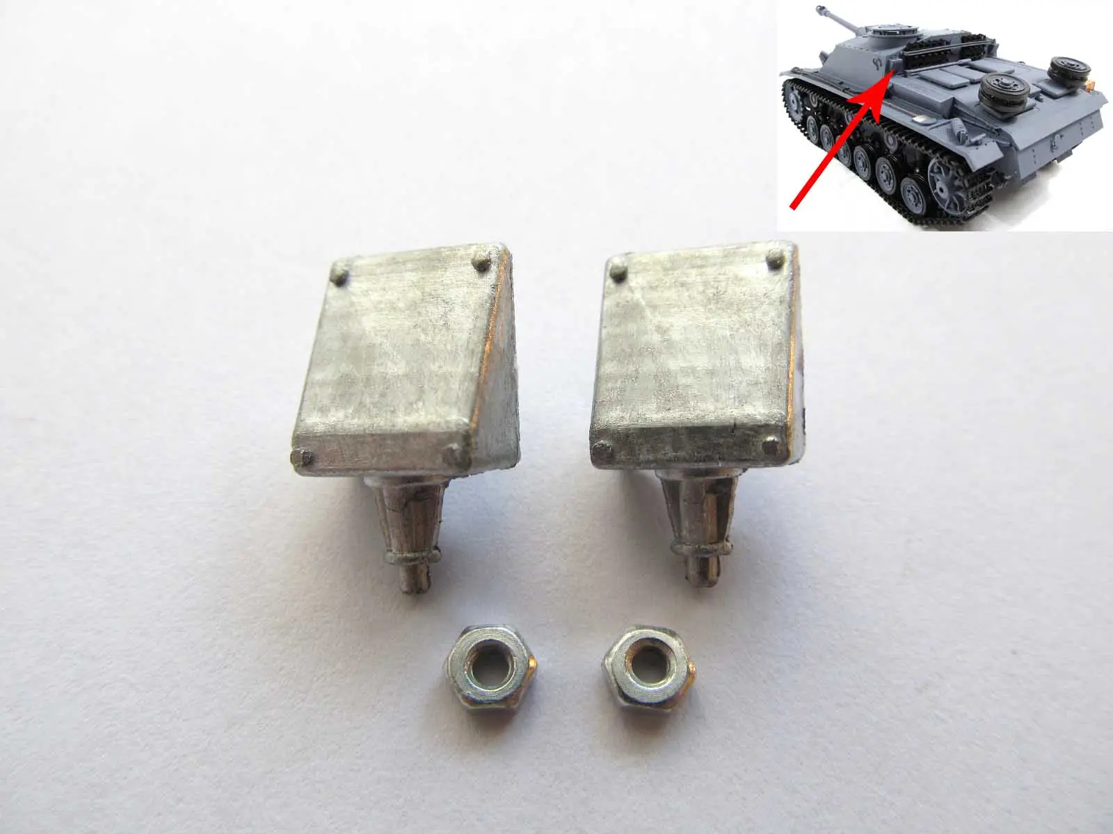 1/16 Mato Radio Controlled RTR Tank German Stug III Metal Aerial Mount Turret Side Handrail Cupola Front Plate Barreltlet Part