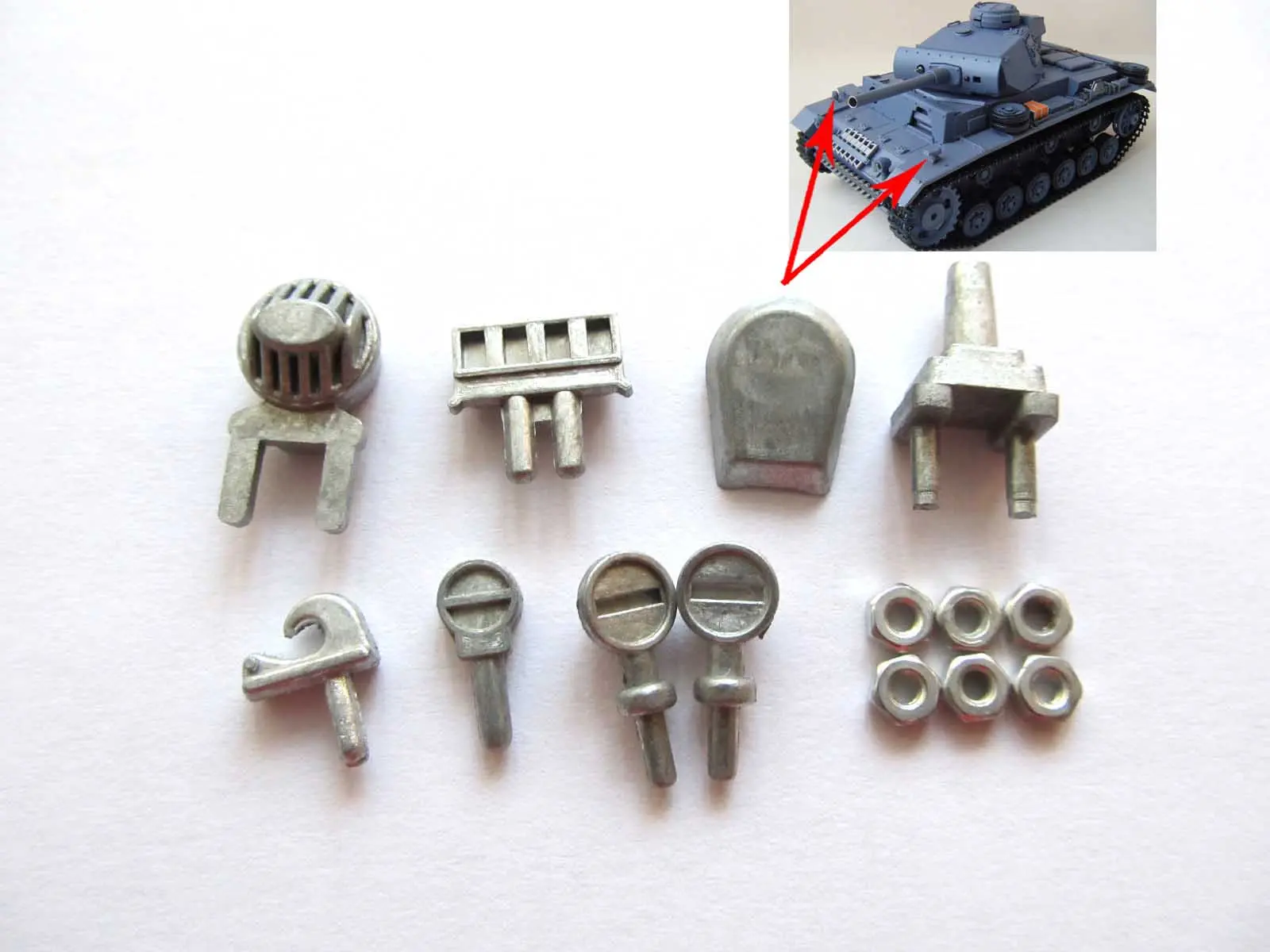 Mato 1/16 Metal Accessory BB Shooting Upper Hull Smoke Launcher Handrail Radio Controlled RTR Tank German Panzer III