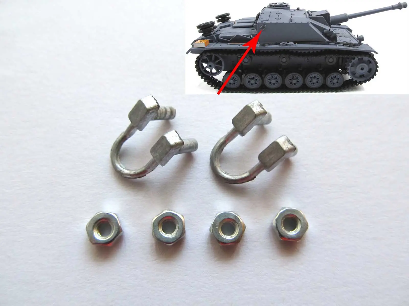 1/16 Mato Radio Controlled RTR Tank German Stug III Metal Aerial Mount Turret Side Handrail Cupola Front Plate Barreltlet Part