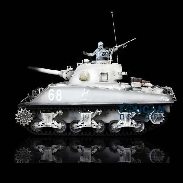 Henglong 1/16 FPV 7.0 M4A3 Sherman RTR RC Tank 3898 w/ 360Degrees Rotating Turret Barrel Recoil FPV Camera Metal Tracks Engine Sound