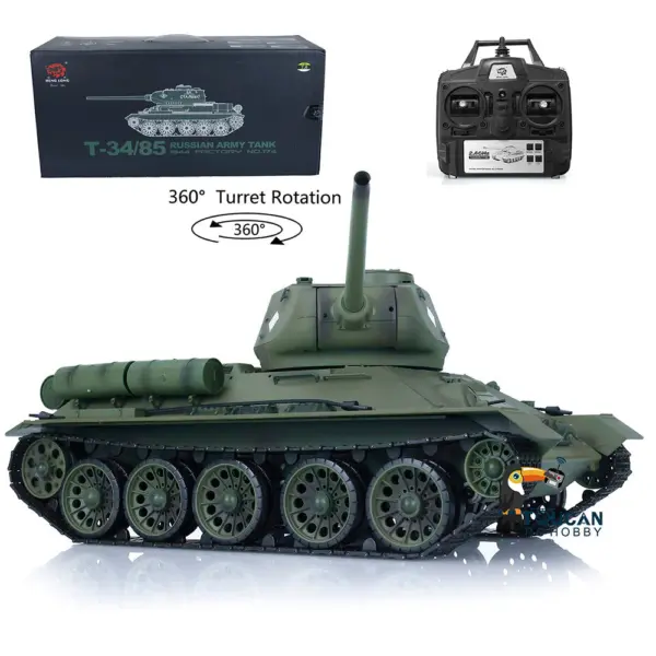 2.4G Henglong 1/16 Scale 7.1 Plastic Soviet T34-85 RTR RC Tank 3909 360 Degrees Turret