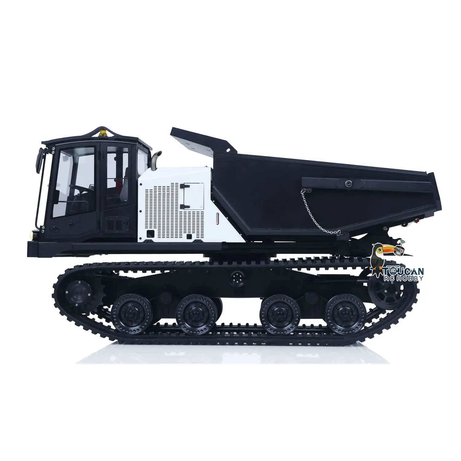 Super Frog 1/14 RC Hydraulic Crawler Dumper Truck T14R RTR Radio Controlled Metal Tracked Tipper Hydraulic Construction Vehicles Frsky X14 Light Electric Wiper