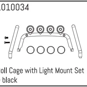 Roll Cage with Light Mount Set - black