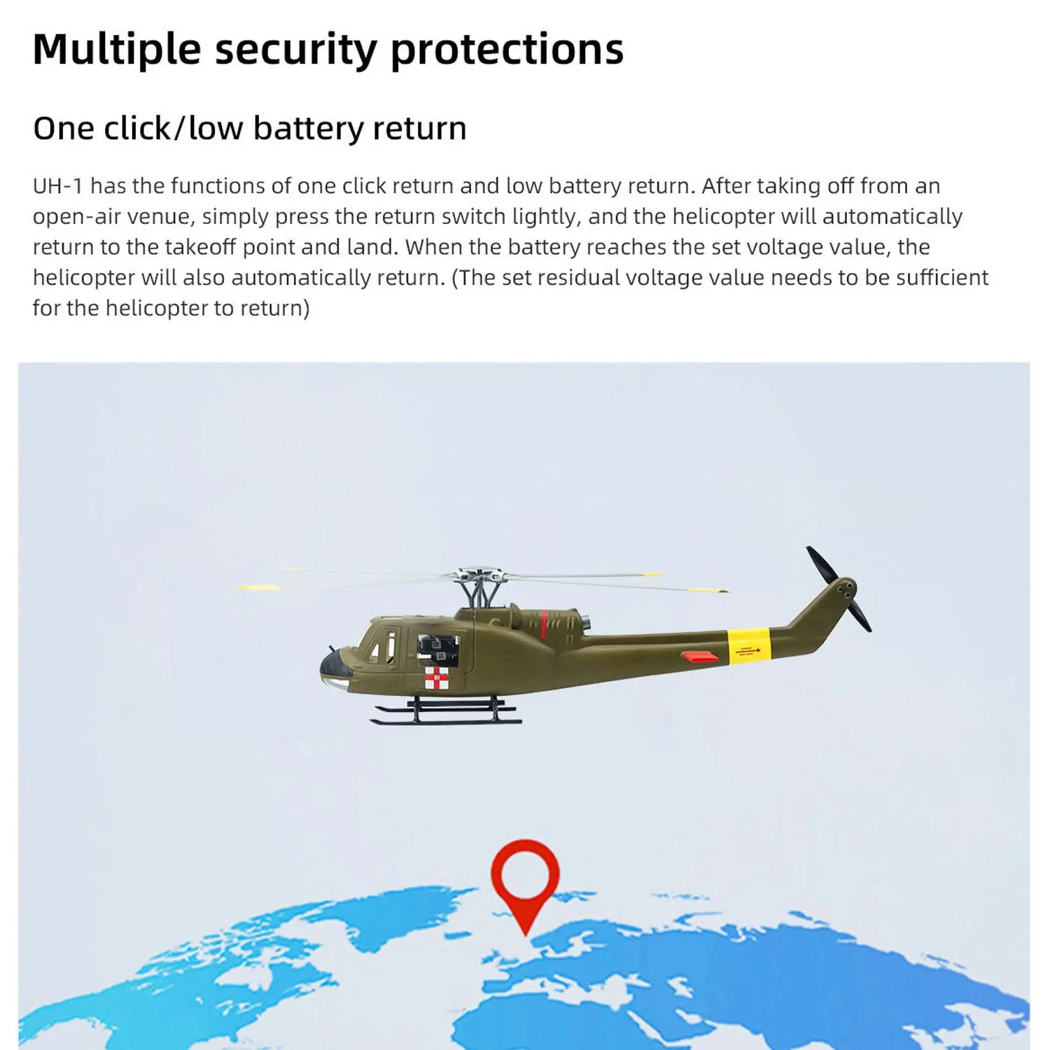 FLYWING UH1 V4 Remote Control Helicopter GPS Automatic Flight Brushless Motor 60A Dual ESC Low Battery Return Huey Adult Gifts