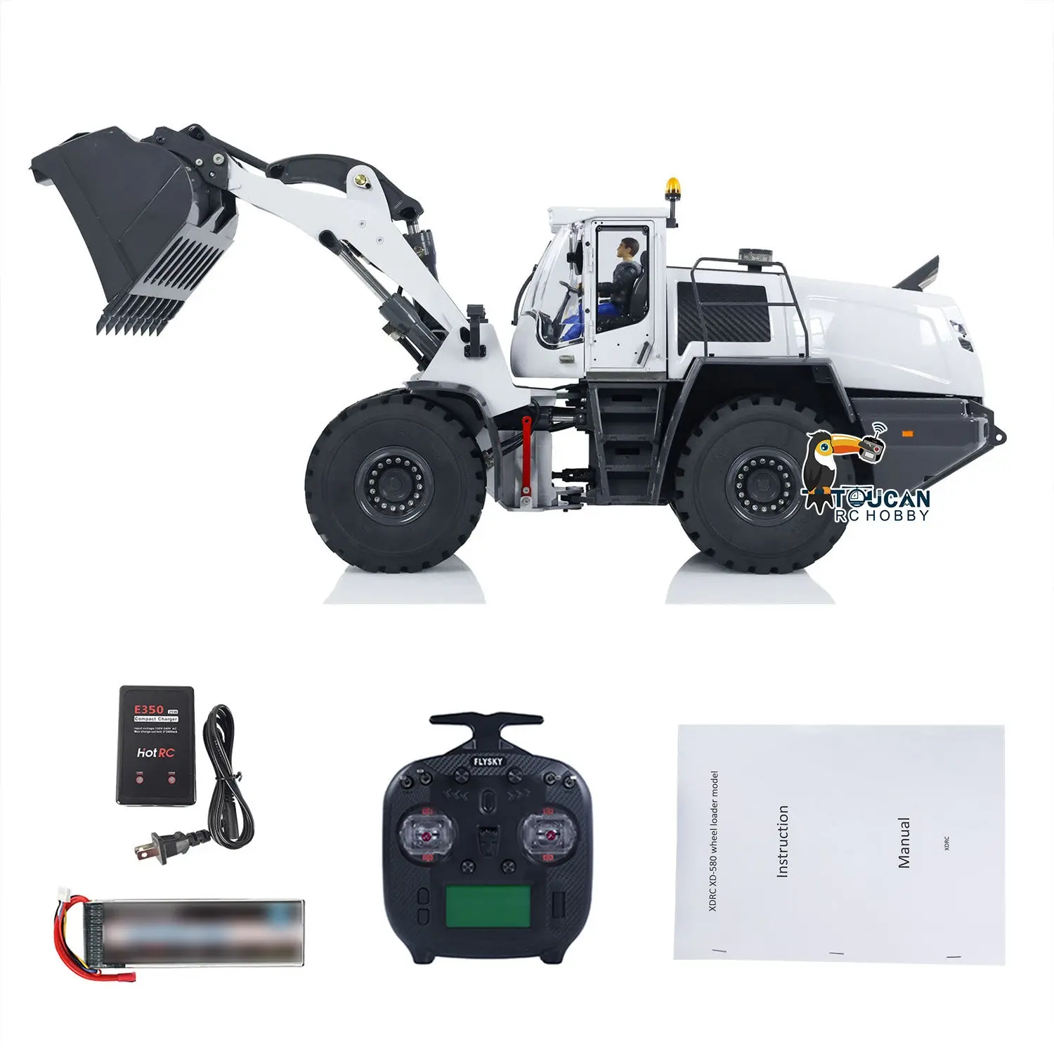1/14 XDRC 580 RC Loader for Adult Metal Remote Control Wheeled Hydraulic Construction Car Simulation Vehicle RTR Hobby Model ST8 Radio 4CH Reversing Valve