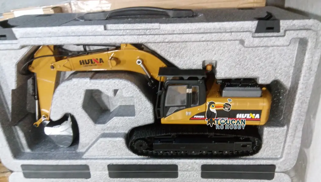 HUINA New Upgrade 580 1/14 Metal Excavator Model Engineering Vehicle Electric Ball Grabber 360 Rotating Shear Claw Sound Lights