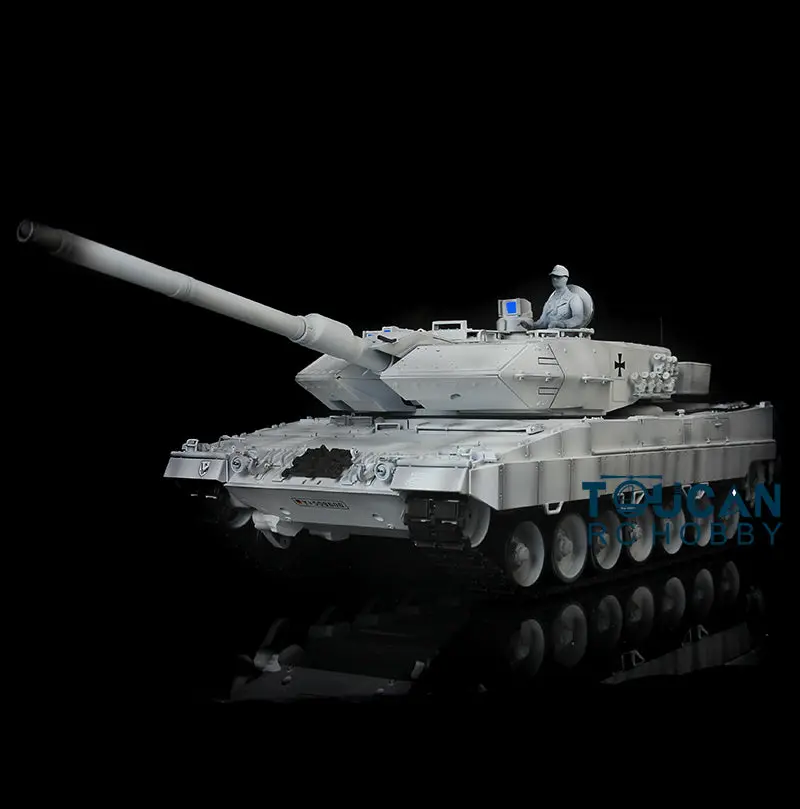 Henglong 1/16 7.0 Customized Leopard2A6 RC Tank 3889 w/ Metal Tracks Road Wheels Barrel Recoil 360Degrees Rotating Turret Engine Sound