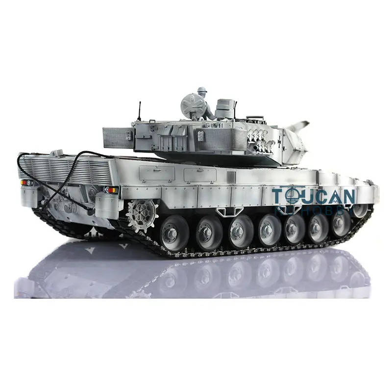 Henglong Military Tank 1/16 TK7.0 Leopard2A6 RC Tank Upgraded 3889 Barrel Recoil 360 Rotating Turret Metal Tracks W/ Rubber Pad