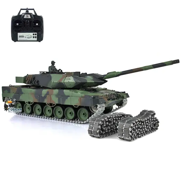 Henglong 1/16 TK7.0 German Leopard2A6 Military RC Tank 3889 W/ 360Degrees Rotating Turret Metal Tracks Sprocket Hobby Grade Collection