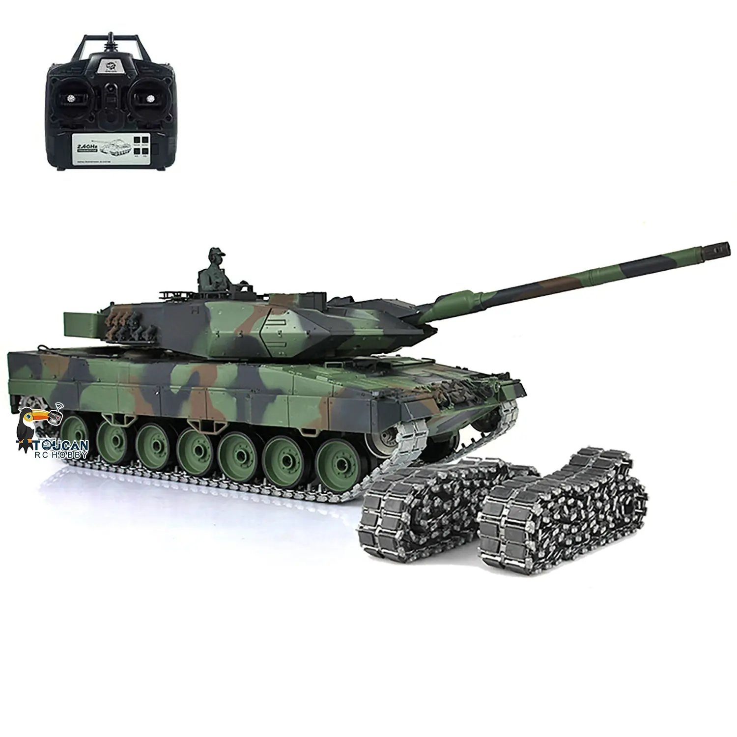 Henglong 1/16 TK7.0 German Leopard2A6 Military RC Tank 3889 W/ 360Degrees Rotating Turret Metal Tracks Sprocket Hobby Grade Collection