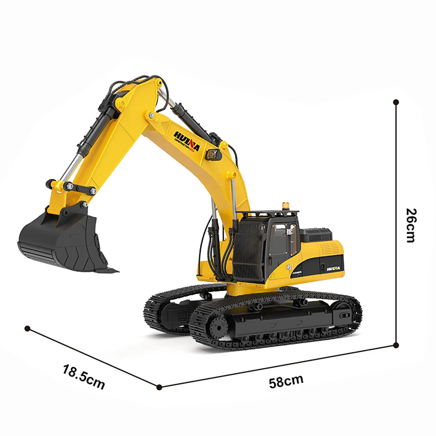HUINA New Upgrade 580 1/14 Metal Excavator Model Engineering Vehicle Electric Ball Grabber 360 Rotating Shear Claw Sound Lights
