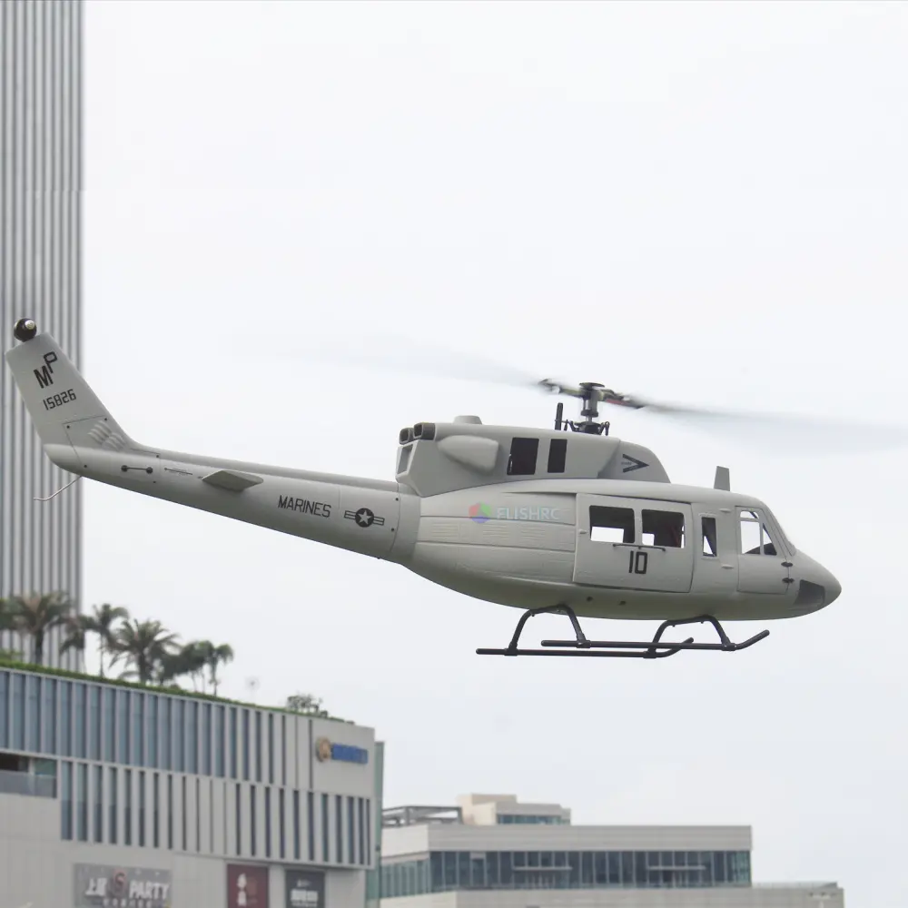 FLISHRC UH-1N Bell 212 Twin Huey (Gray) RTF FL500 V2 500-Class/Size Scale RC Helicopter