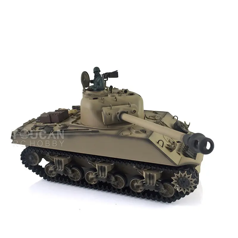 Henglong 1/16 7.0 Plastic M4A3 Sherman RC Tank 3898 w/ 360Degrees Rotating Turret FPV Barrel Recoil Steel Gearbox Smoking Gift for Boys