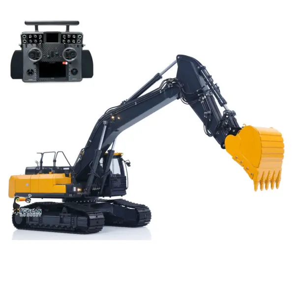 Metal 1/14 Remote Control Excavator E400 Pro 9CH Valves RC Hydraulic Digger Construction Vehicles Stainless Steel Arm Frsky Radio Cooling Fan