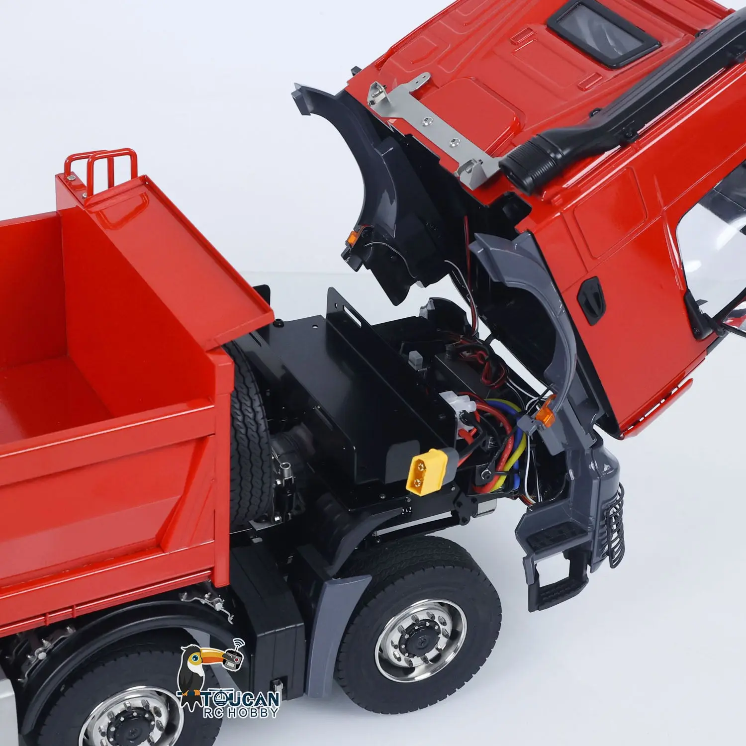 1/14 8x8 RC Hydraulic Dump Truck Metal Radio Control Tipper Car Model Sounds Lights 3-speed Differential Lock Axles ST8 for Adult